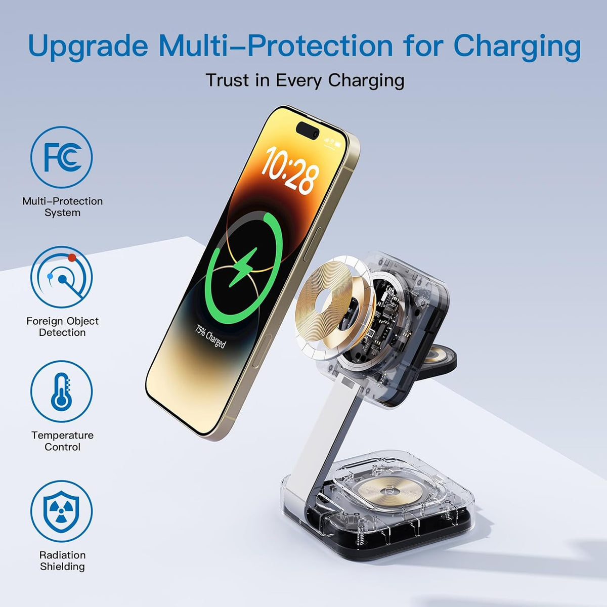 2026 Traveling Wireless Mag-Safe Fast Magnetic 3 in 1 Charging Station