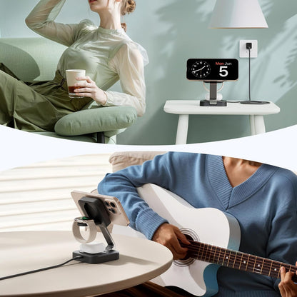 2026 Traveling Wireless Mag-Safe Fast Magnetic 3 in 1 Charging Station