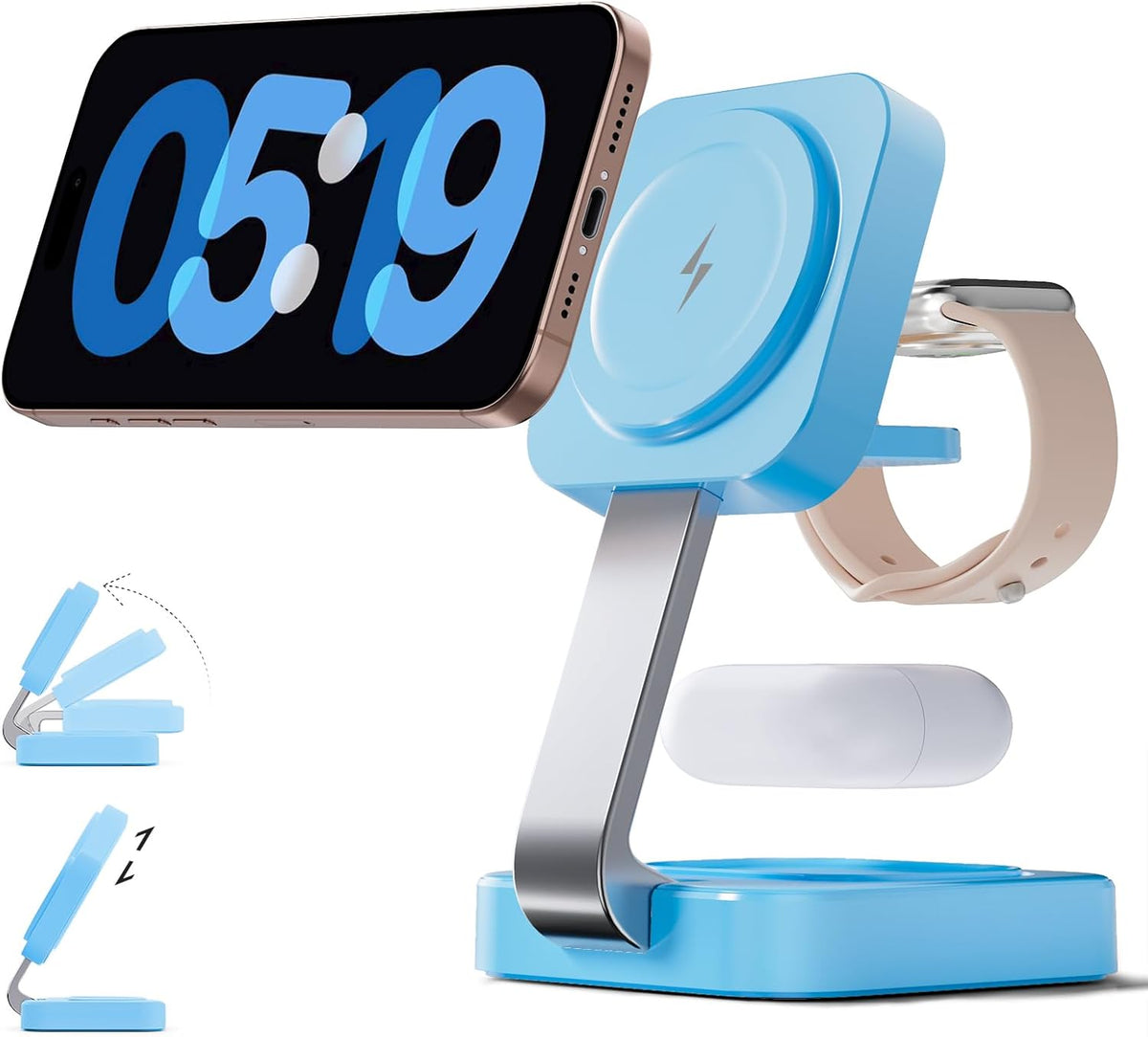 2026 Traveling Wireless Mag-Safe Fast Magnetic 3 in 1 Charging Station