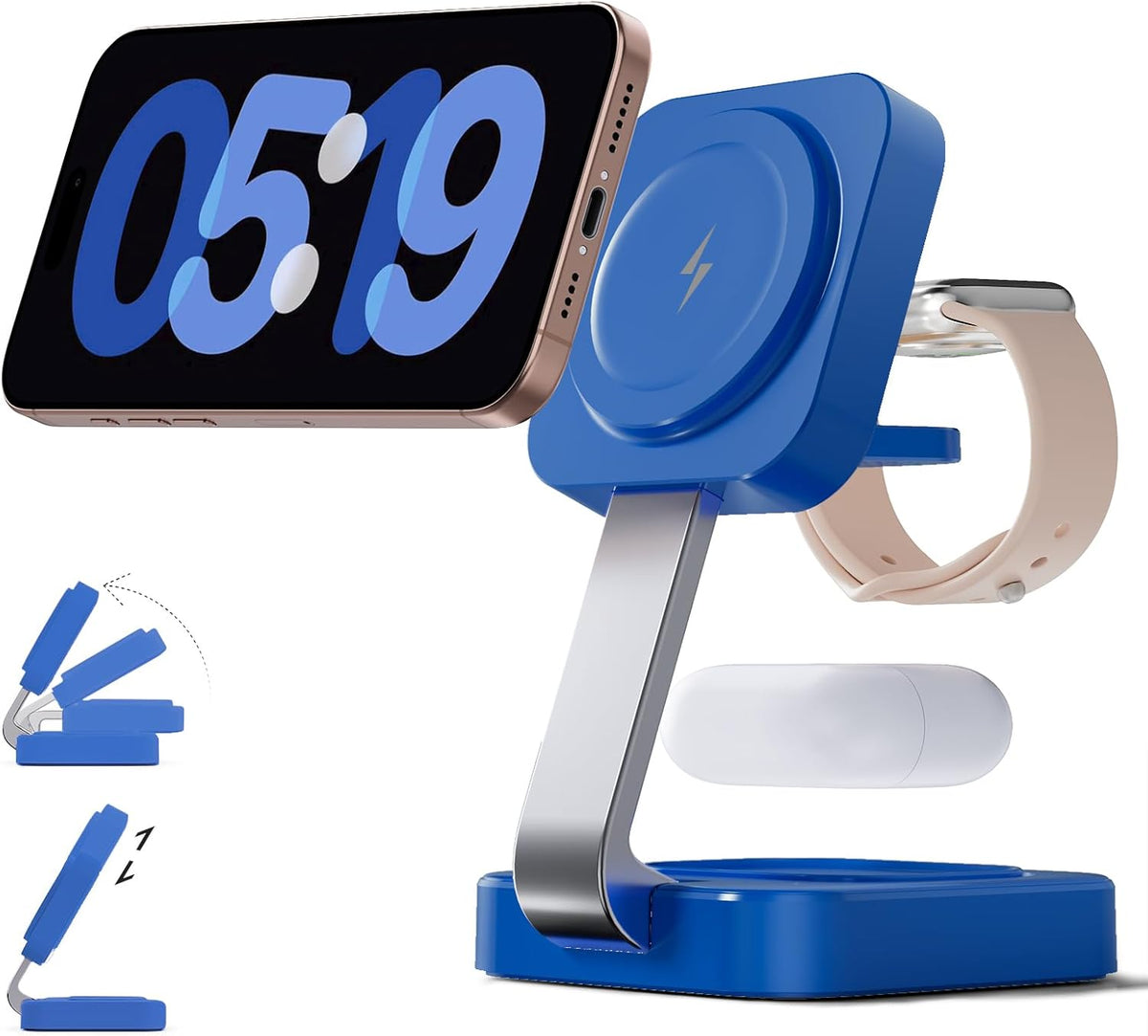 2026 Traveling Wireless Mag-Safe Fast Magnetic 3 in 1 Charging Station