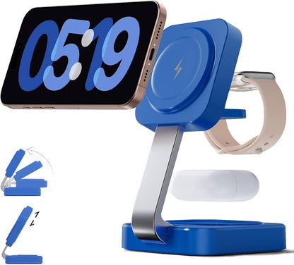 2026 Traveling Wireless Mag-Safe Fast Magnetic 3 in 1 Charging Station