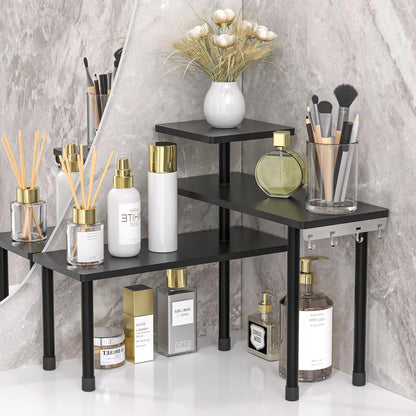 Kitchen Countertop Organizer 3-Tier Corner Shelf, Rustic Brown