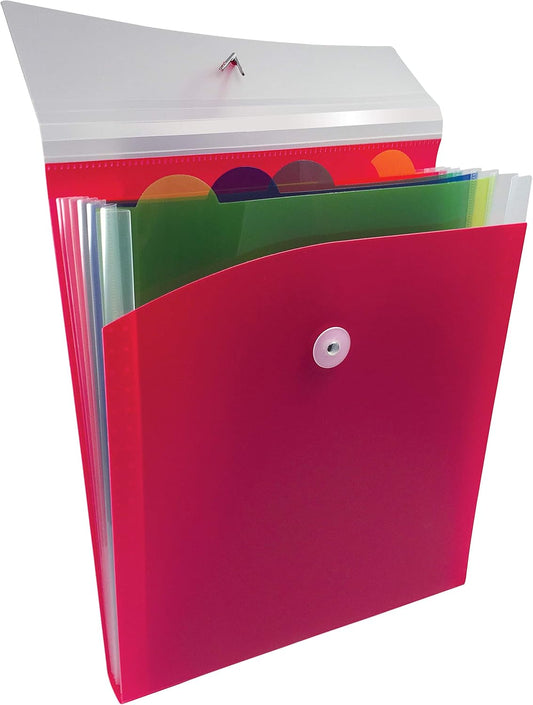 Vertical Expanding 6 Pocket Backpack File , 1 Piece, Letter Size, for Easy Backpack Access, Multicolored Pockets and Tabs, Asst'd Colors, Color Will Vary - Red, Blue, or Black