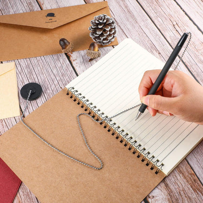 6 Pieces Secure Pen with Chain and Adhesive Pen Holder, Black Ink