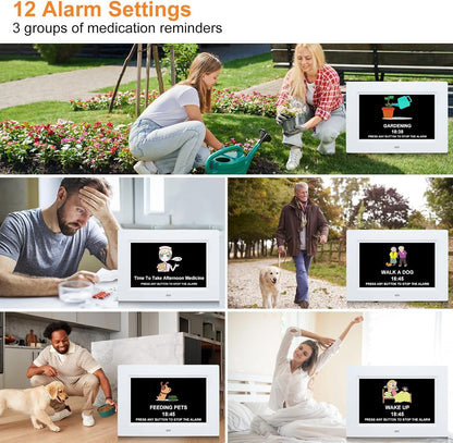 Digital Calendar Dementia Alarm Clock with Day and Date for Elderly - 15 Alarms 5 Colors Display Large Display Alzheimers Clock Large Digital Clock for Seniors (7in Black)