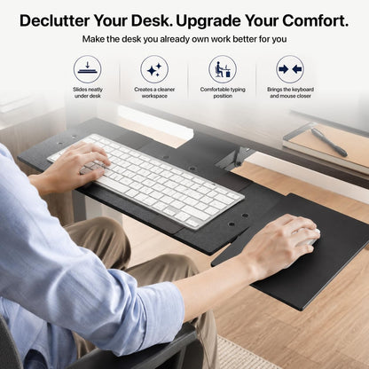 KT1 Ergonomic Keyboard Tray Under Desk, Under Desk Slide Out Tray with Adjustable Height and Tilt, Easy to Slide and Swivel 360 Degree, Keyboard Drawer with Adjustable Mouse Pad
