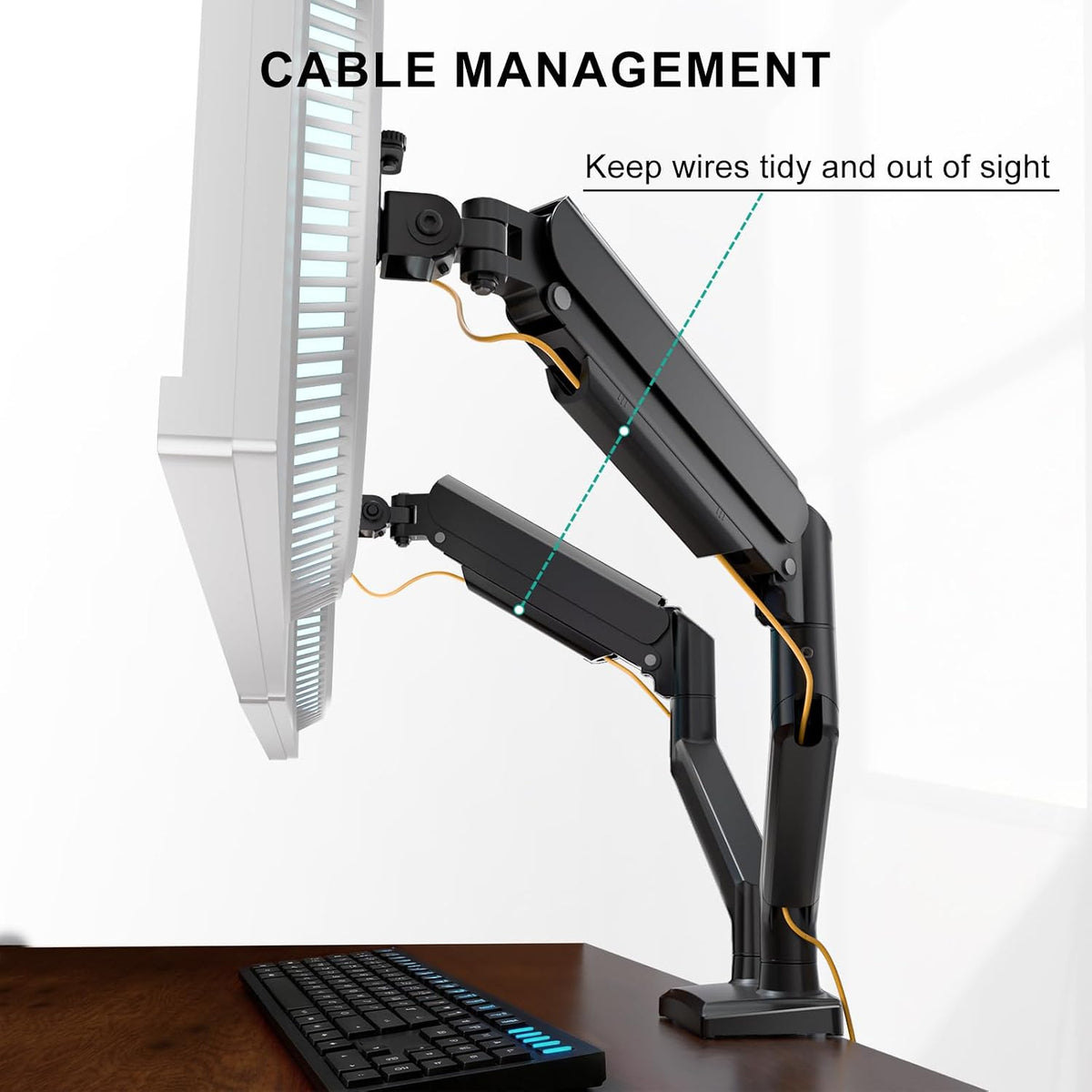 Adjustable Dual Monitor Arm for 13-32 inch Screens, 22 lbs per Arm