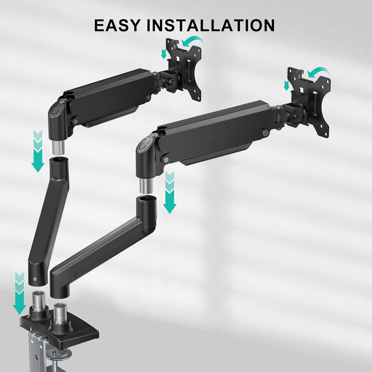Adjustable Dual Monitor Arm for 13-32 inch Screens, 22 lbs per Arm