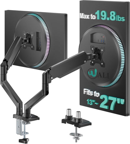 Adjustable Dual Monitor Arm for 13-32 inch Screens, 22 lbs per Arm