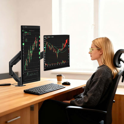 Adjustable Dual Monitor Arm for 13-32 inch Screens, 22 lbs per Arm