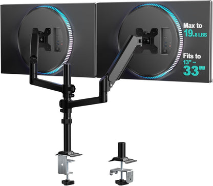 Adjustable Dual Monitor Arm for 13-32 inch Screens, 22 lbs per Arm