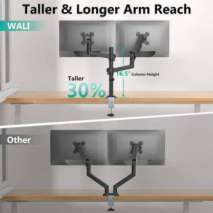 Adjustable Dual Monitor Arm for 13-32 inch Screens, 22 lbs per Arm