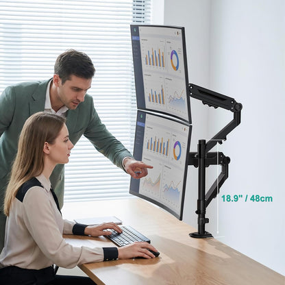 Adjustable Dual Monitor Arm for 13-32 inch Screens, 22 lbs per Arm
