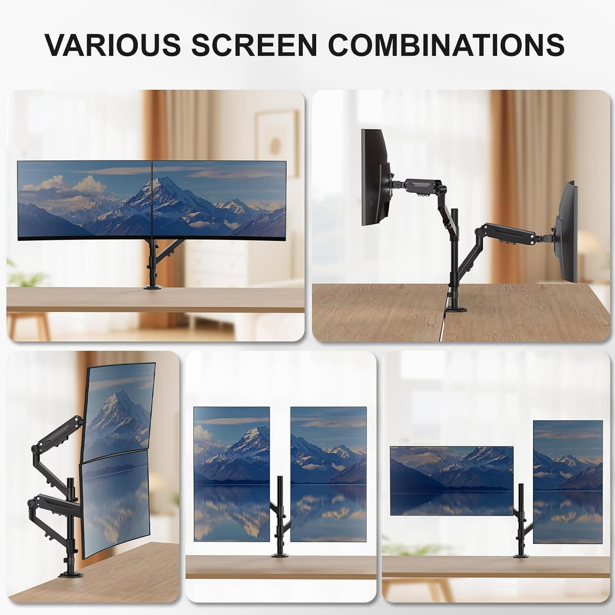 Adjustable Dual Monitor Arm for 13-32 inch Screens, 22 lbs per Arm