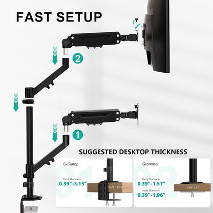 Adjustable Dual Monitor Arm for 13-32 inch Screens, 22 lbs per Arm