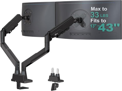Adjustable Dual Monitor Arm for 13-32 inch Screens, 22 lbs per Arm