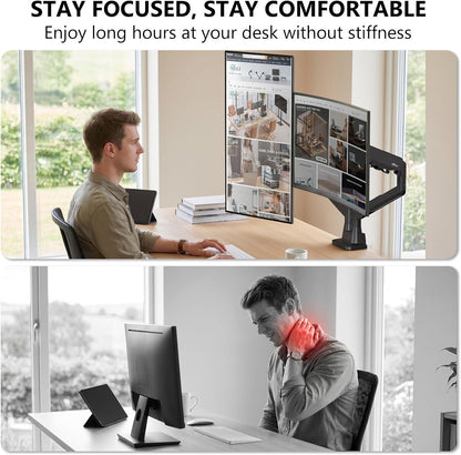Adjustable Dual Monitor Arm for 13-32 inch Screens, 22 lbs per Arm