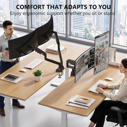 Adjustable Dual Monitor Arm for 13-32 inch Screens, 22 lbs per Arm