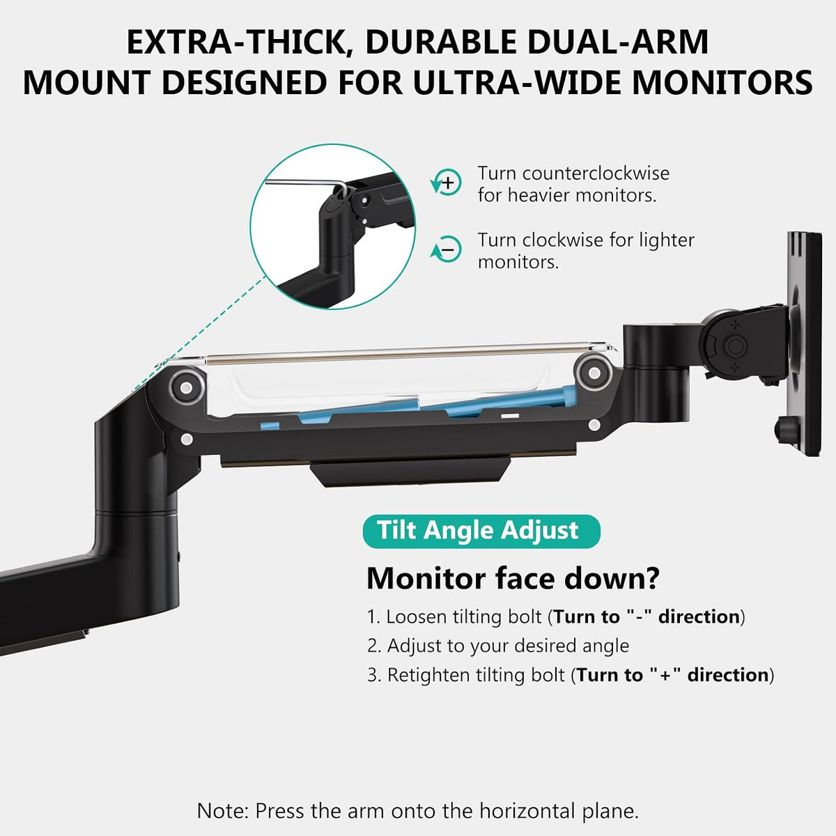 Adjustable Dual Monitor Arm for 13-32 inch Screens, 22 lbs per Arm