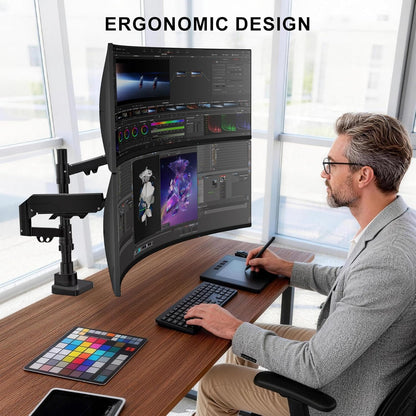 Adjustable Dual Monitor Arm for 13-32 inch Screens, 22 lbs per Arm