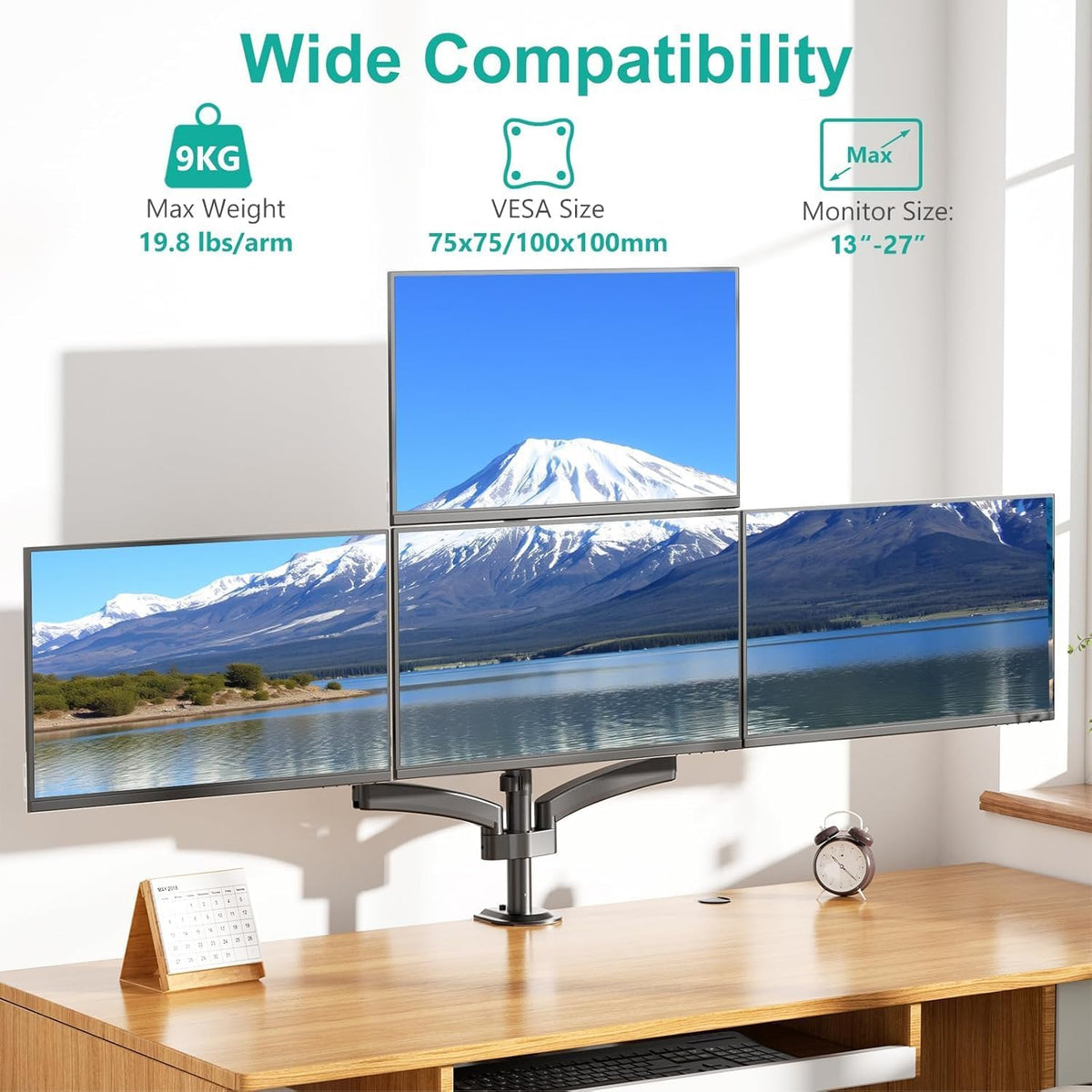 Adjustable Dual Monitor Arm for 13-32 inch Screens, 22 lbs per Arm