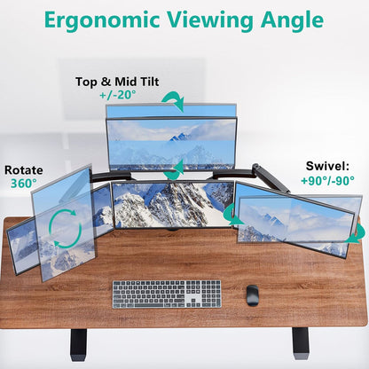 Adjustable Dual Monitor Arm for 13-32 inch Screens, 22 lbs per Arm