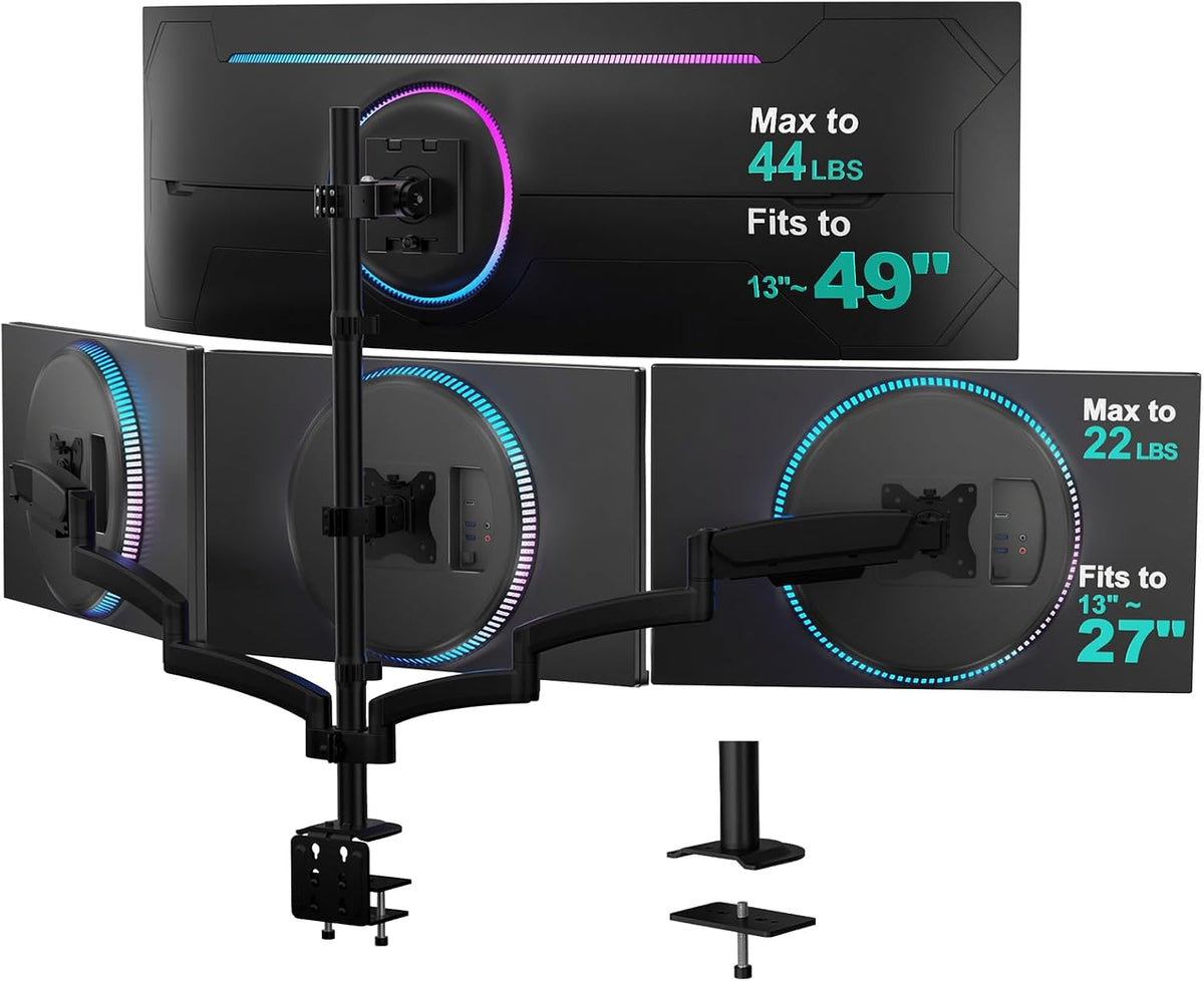 Adjustable Dual Monitor Arm for 13-32 inch Screens, 22 lbs per Arm