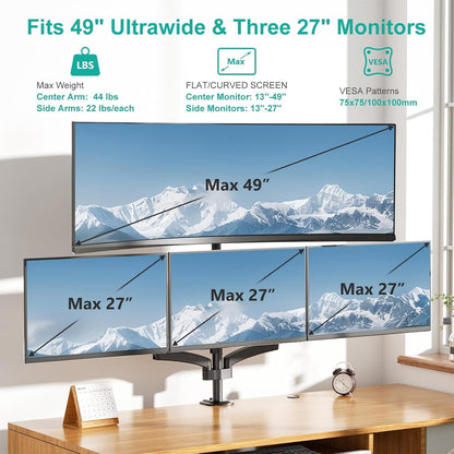 Adjustable Dual Monitor Arm for 13-32 inch Screens, 22 lbs per Arm
