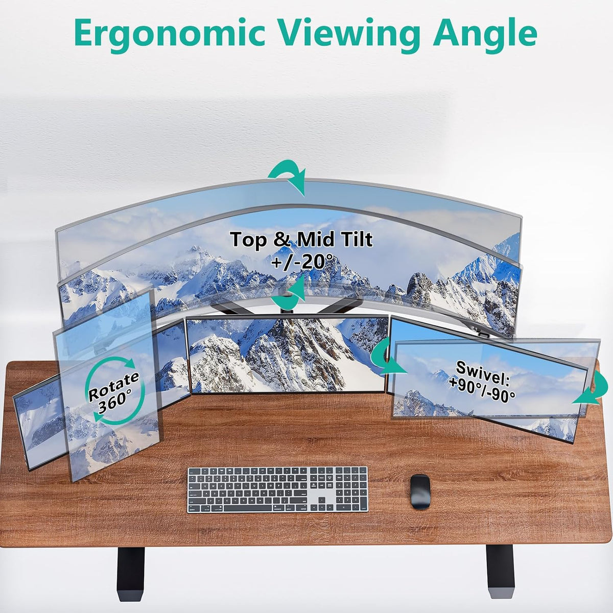 Adjustable Dual Monitor Arm for 13-32 inch Screens, 22 lbs per Arm