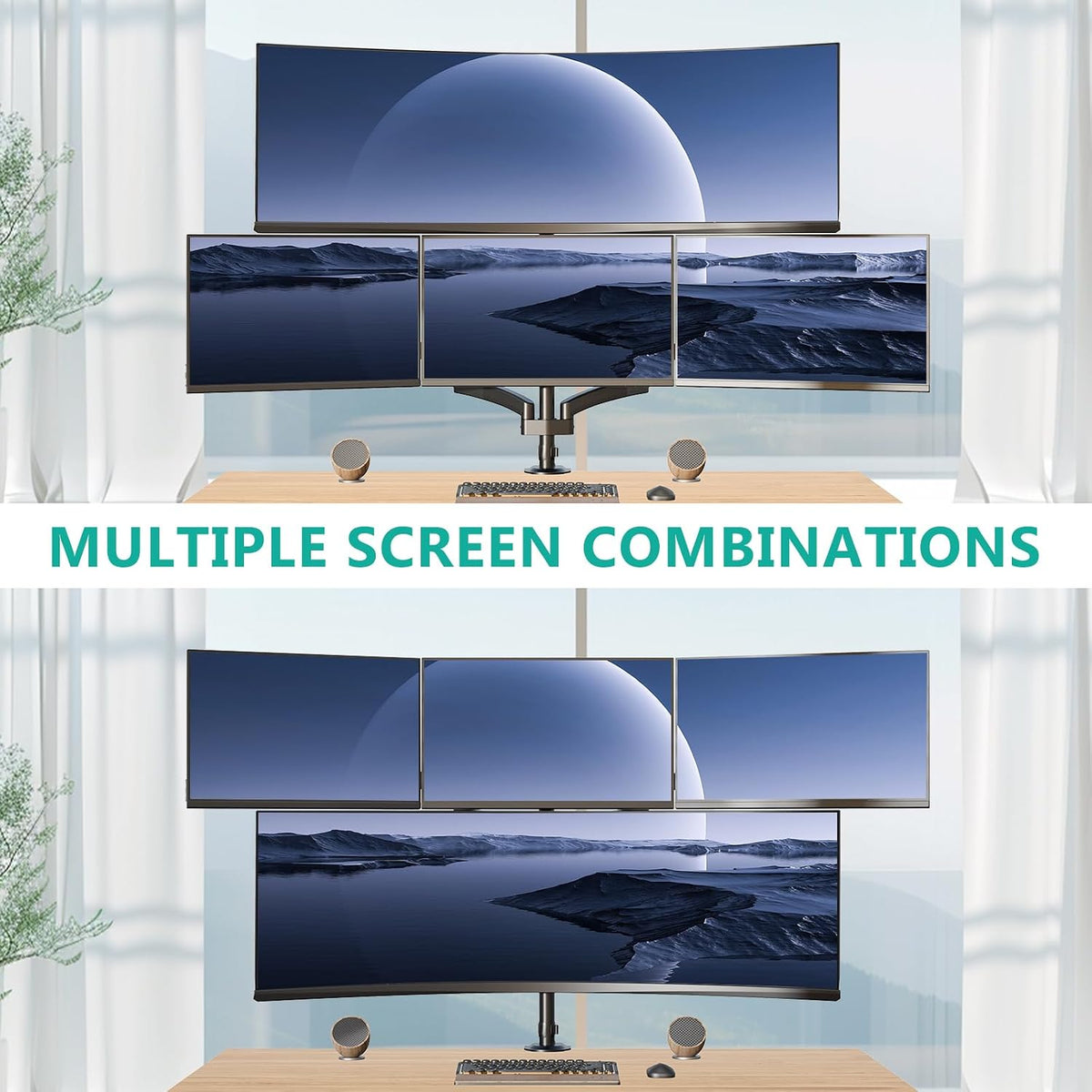 Adjustable Dual Monitor Arm for 13-32 inch Screens, 22 lbs per Arm