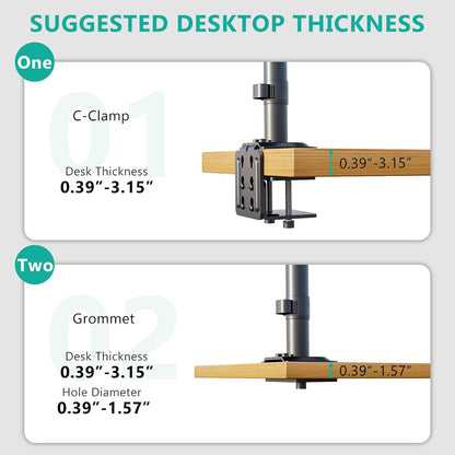 Adjustable Dual Monitor Arm for 13-32 inch Screens, 22 lbs per Arm
