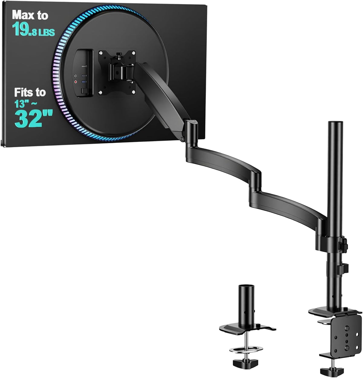 Adjustable Dual Monitor Arm for 13-32 inch Screens, 22 lbs per Arm