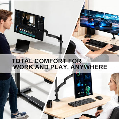 Adjustable Dual Monitor Arm for 13-32 inch Screens, 22 lbs per Arm