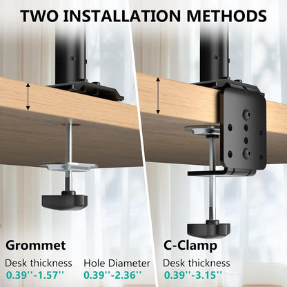 Adjustable Dual Monitor Arm for 13-32 inch Screens, 22 lbs per Arm