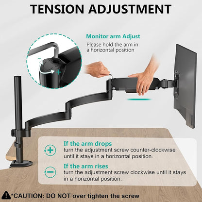 Adjustable Dual Monitor Arm for 13-32 inch Screens, 22 lbs per Arm
