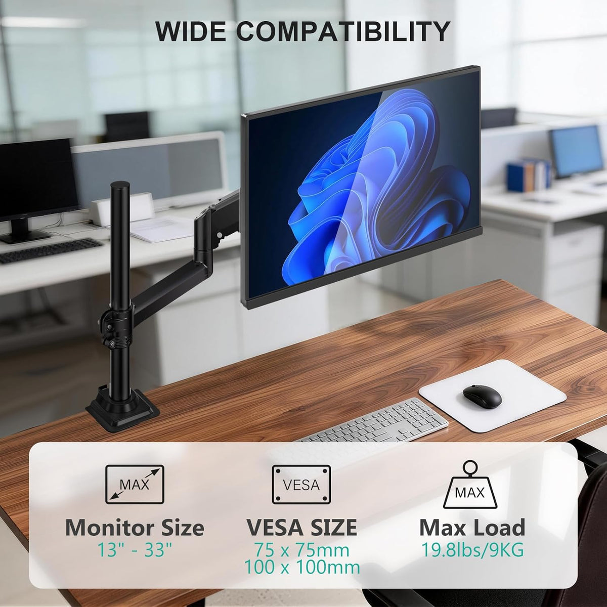 Adjustable Dual Monitor Arm for 13-32 inch Screens, 22 lbs per Arm