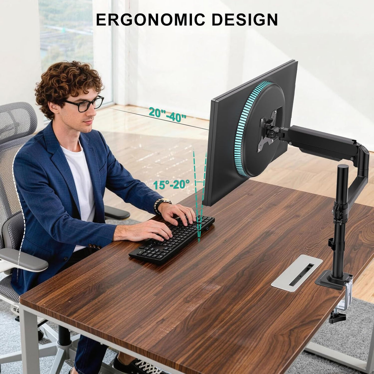 Adjustable Dual Monitor Arm for 13-32 inch Screens, 22 lbs per Arm