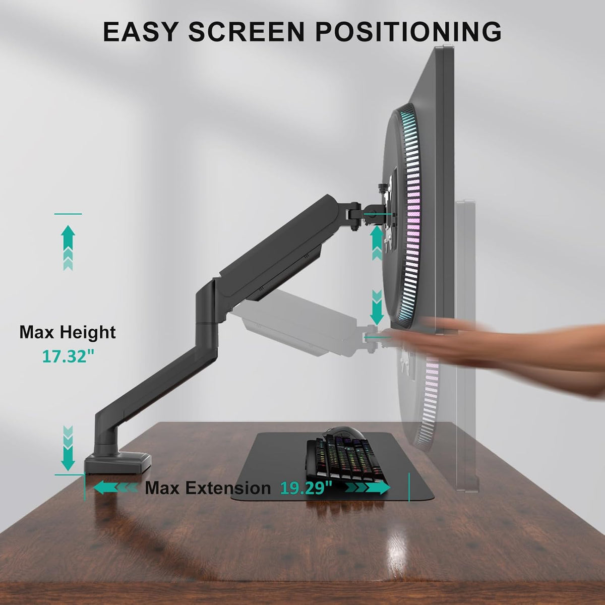 Adjustable Dual Monitor Arm for 13-32 inch Screens, 22 lbs per Arm