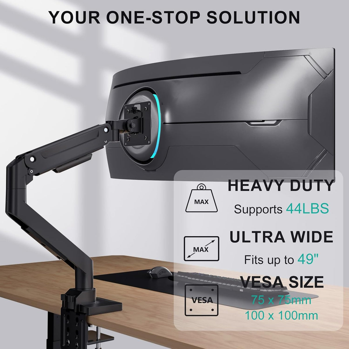 Adjustable Dual Monitor Arm for 13-32 inch Screens, 22 lbs per Arm