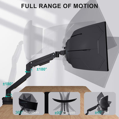 Adjustable Dual Monitor Arm for 13-32 inch Screens, 22 lbs per Arm