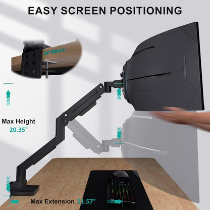 Adjustable Dual Monitor Arm for 13-32 inch Screens, 22 lbs per Arm