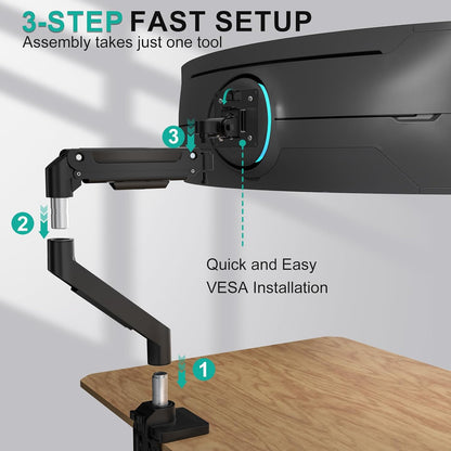 Adjustable Dual Monitor Arm for 13-32 inch Screens, 22 lbs per Arm