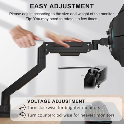 Adjustable Dual Monitor Arm for 13-32 inch Screens, 22 lbs per Arm