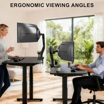 Adjustable Dual Monitor Arm for 13-32 inch Screens, 22 lbs per Arm