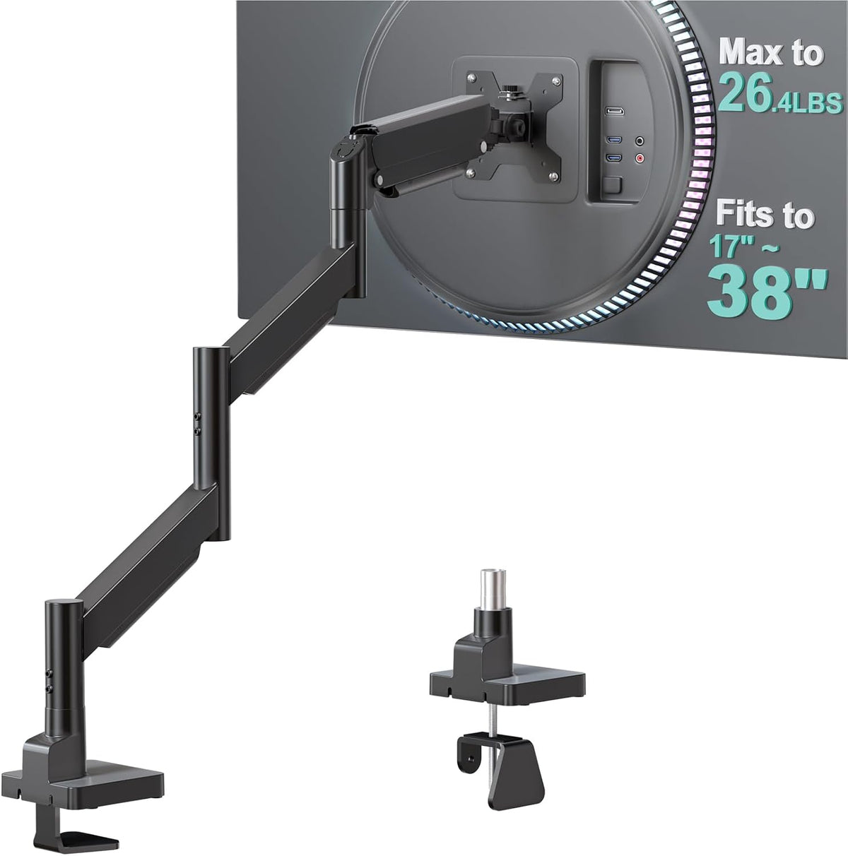 Adjustable Dual Monitor Arm for 13-32 inch Screens, 22 lbs per Arm