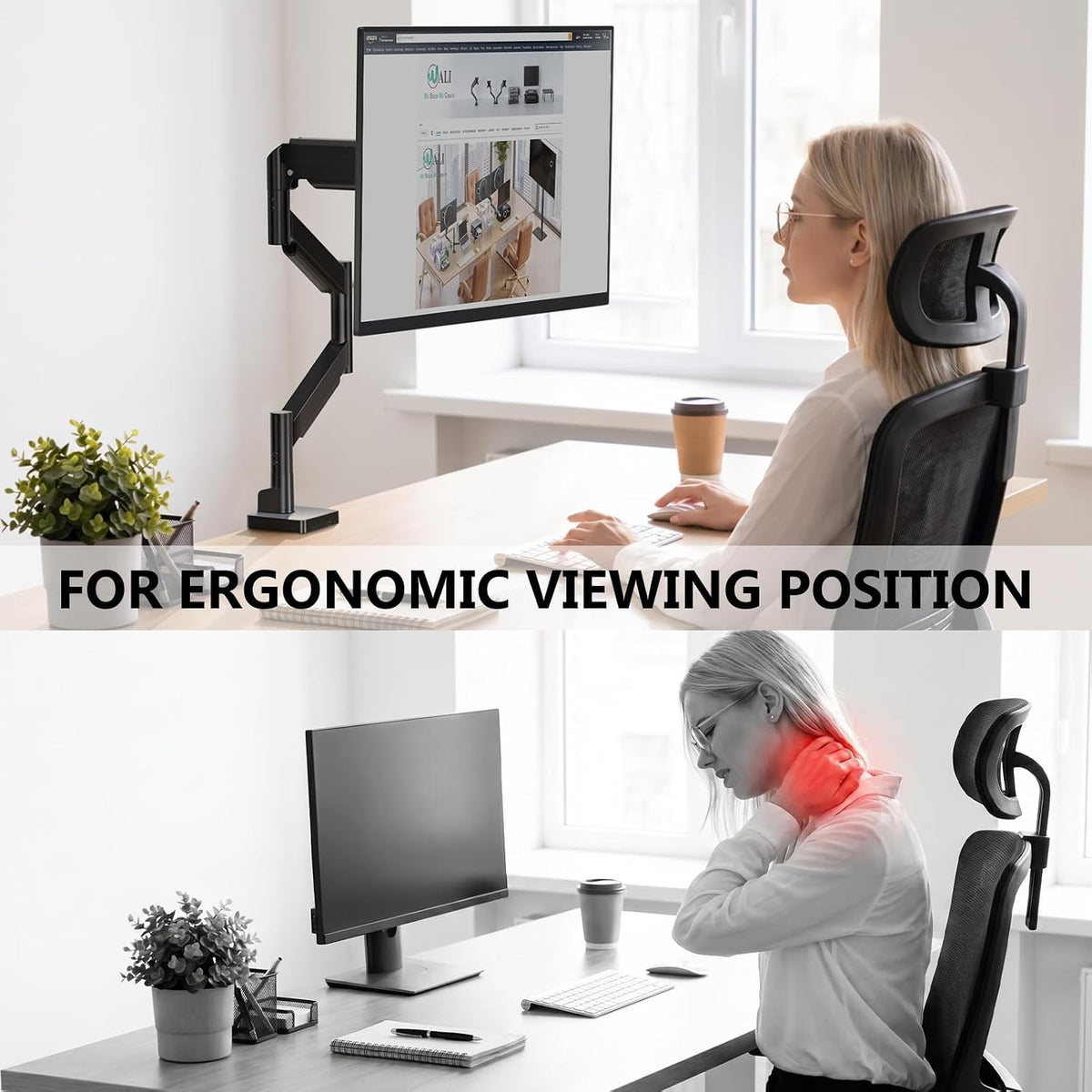Adjustable Dual Monitor Arm for 13-32 inch Screens, 22 lbs per Arm