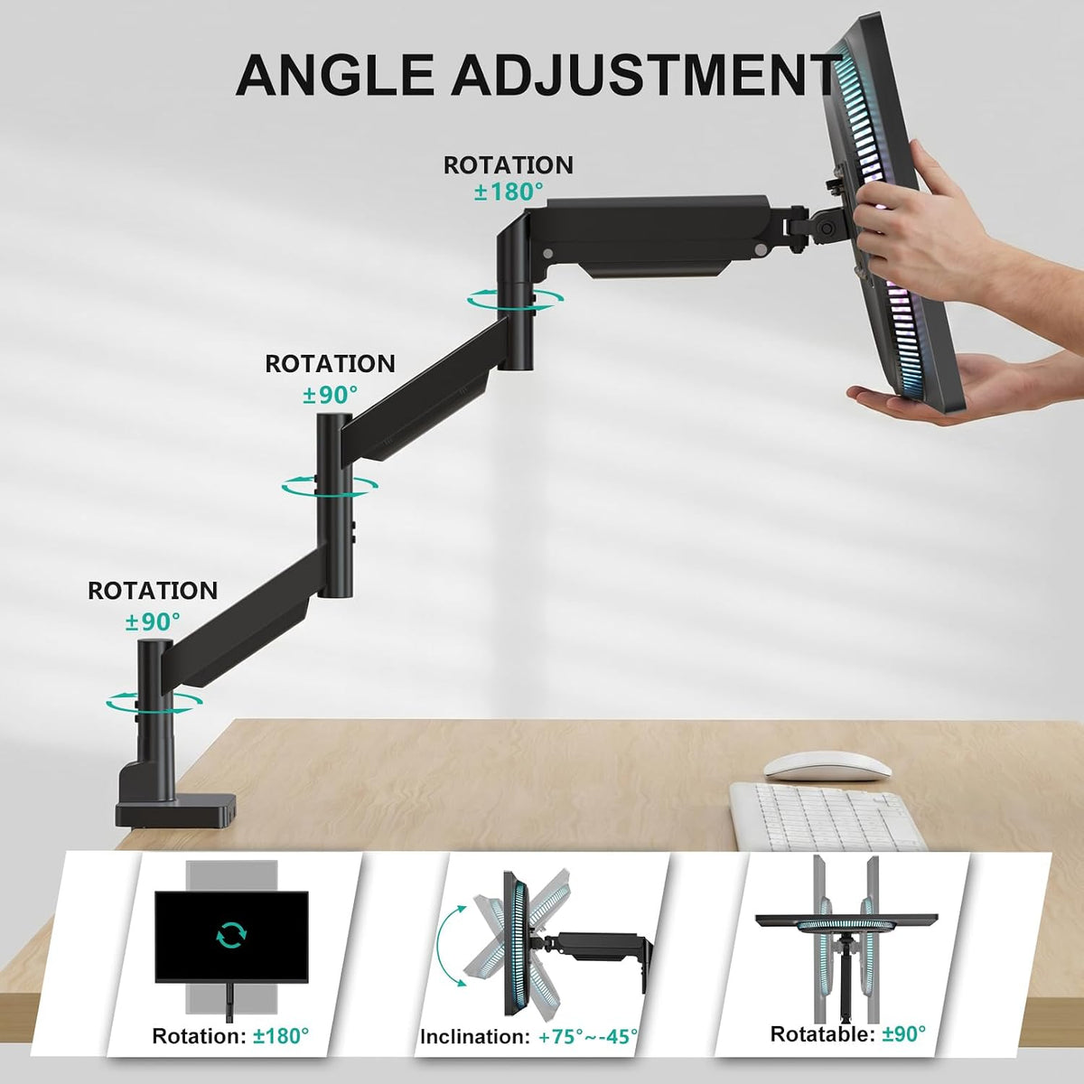 Adjustable Dual Monitor Arm for 13-32 inch Screens, 22 lbs per Arm