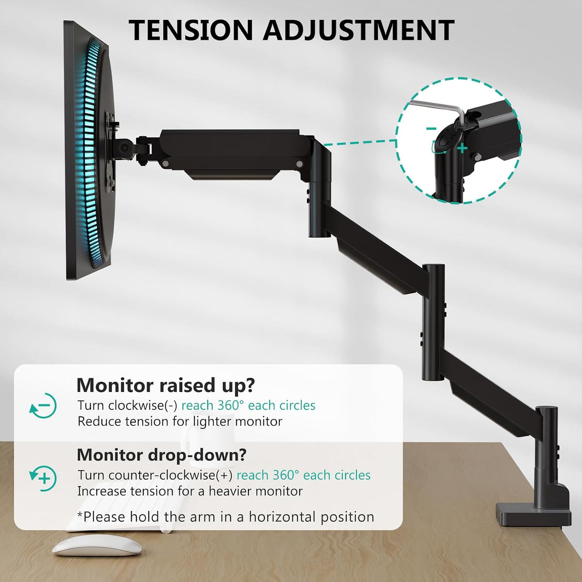 Adjustable Dual Monitor Arm for 13-32 inch Screens, 22 lbs per Arm