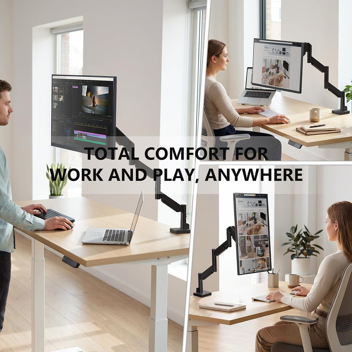 Adjustable Dual Monitor Arm for 13-32 inch Screens, 22 lbs per Arm
