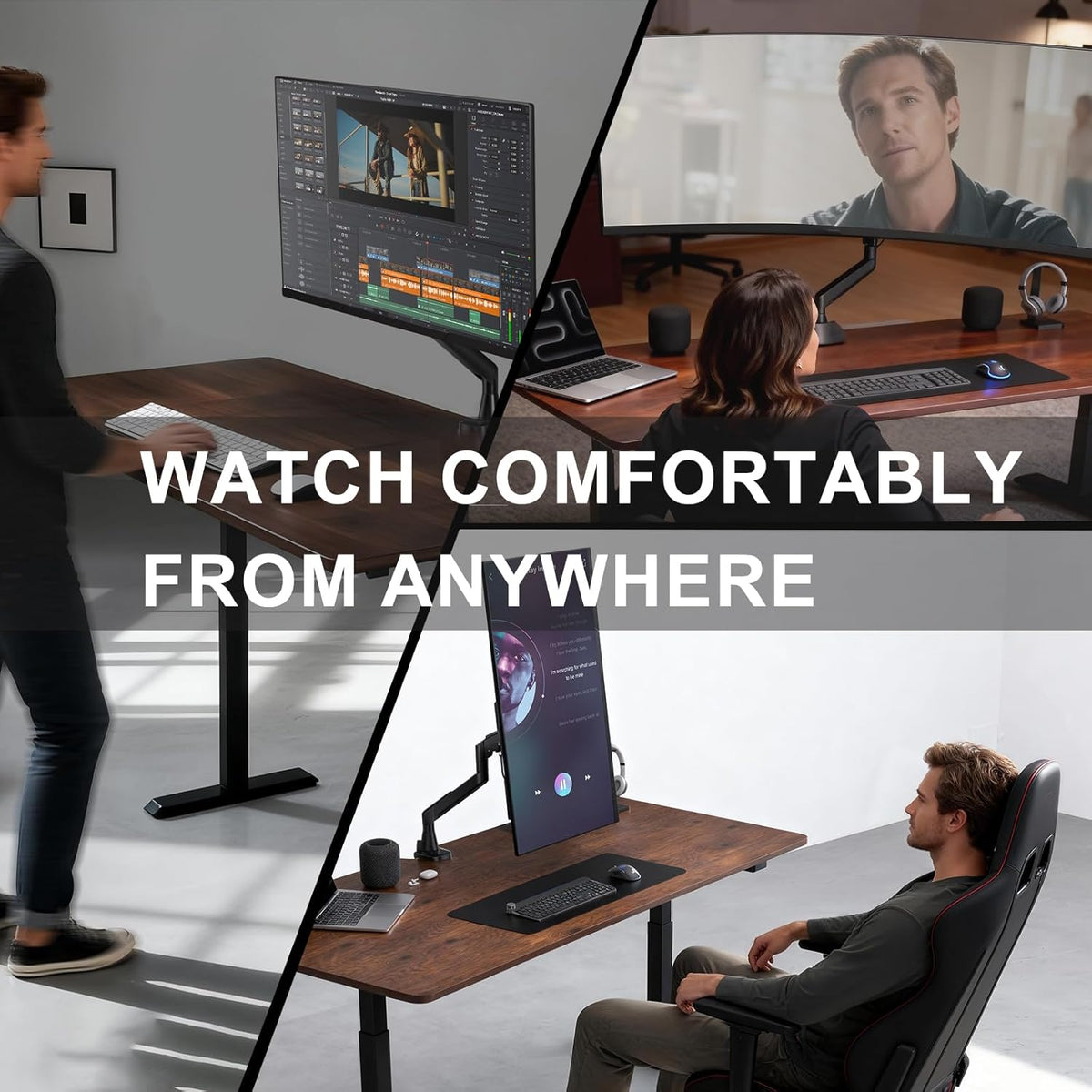 Adjustable Dual Monitor Arm for 13-32 inch Screens, 22 lbs per Arm